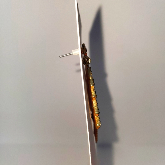 Earrings - Holiday Time Christmas Tree With Green, Red, White Rhinestones - Picture 3 of 3